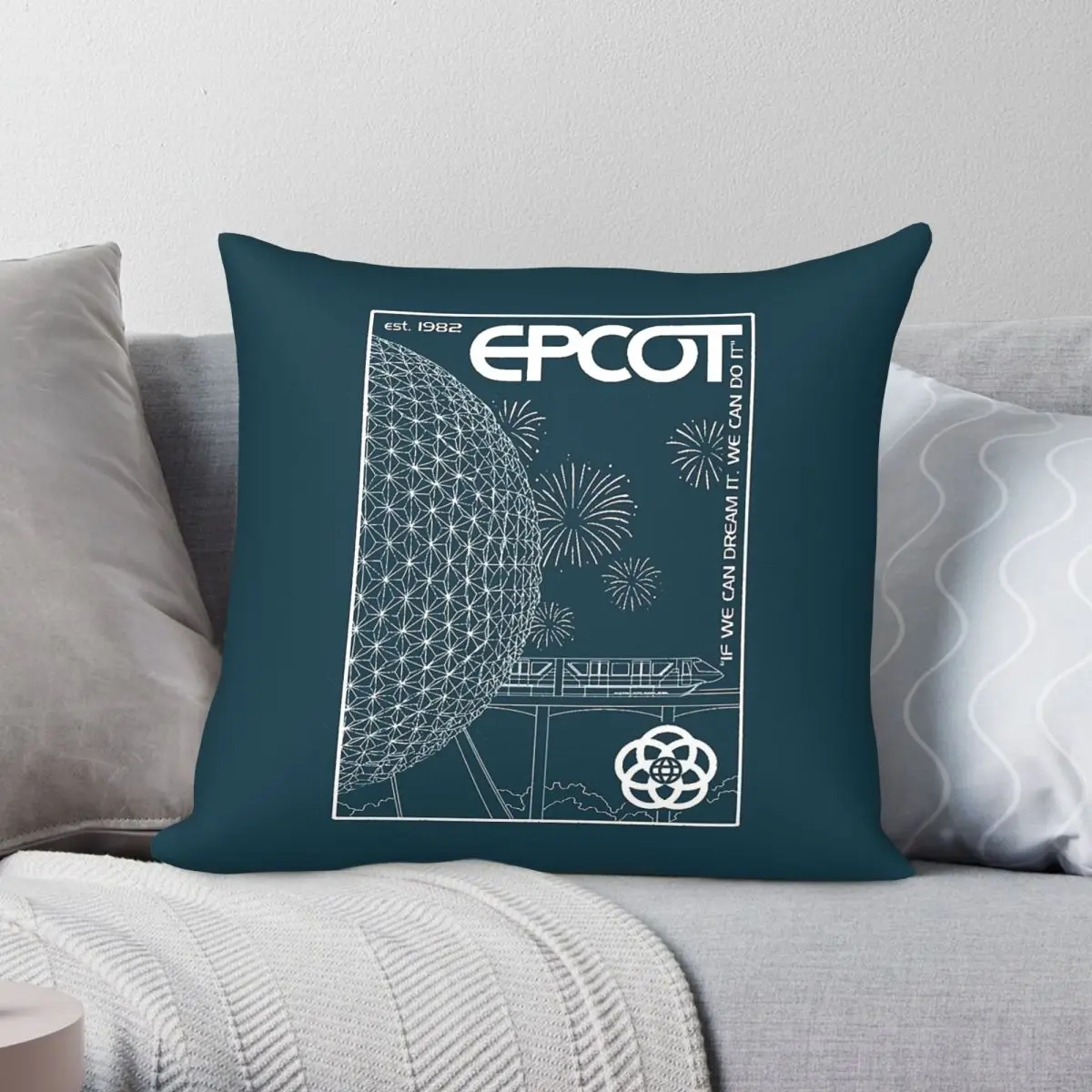 Epcot Center Spaceship Earth Square Pillowcase Polyester Linen Velvet Creative Zip Decorative Pillow Case Room Cushion Cover