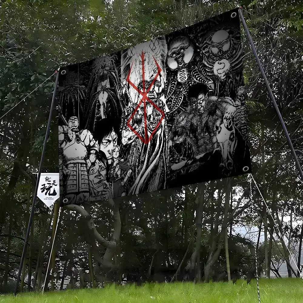 Impresión de Arte de la Bandera de Guts de Berserk, Bandera de Pared Japonesa, Decoración de Pared de Anime para el Hogar
