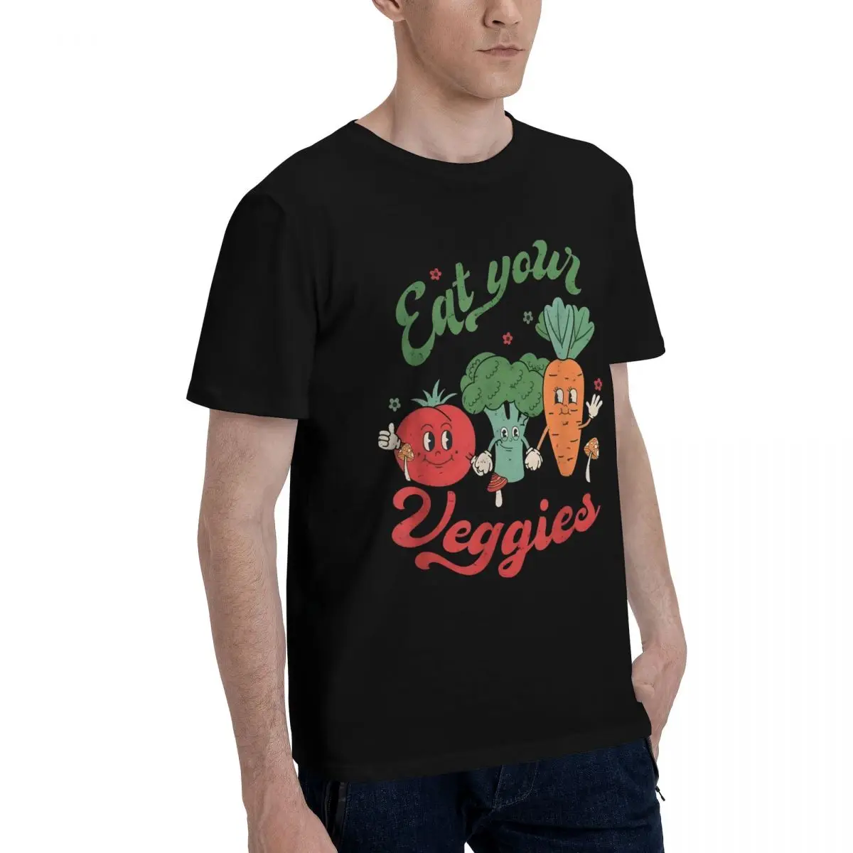 Cute Veggie Friends Graphic Cool Move High quality Champion T-shirts Leisure Eur Size