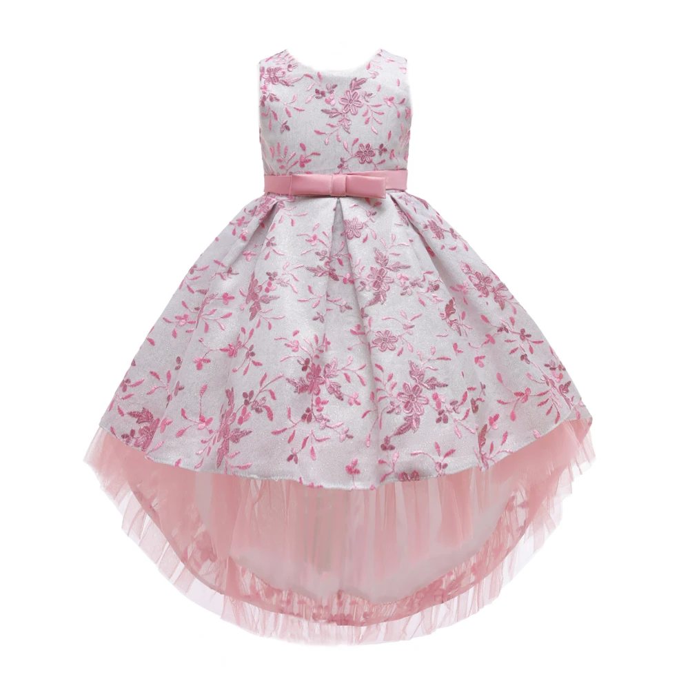 فستان الأميرة المطرز بدون أكمام باللون الوردي البازلاء لعمر 3-10 سنوات #2