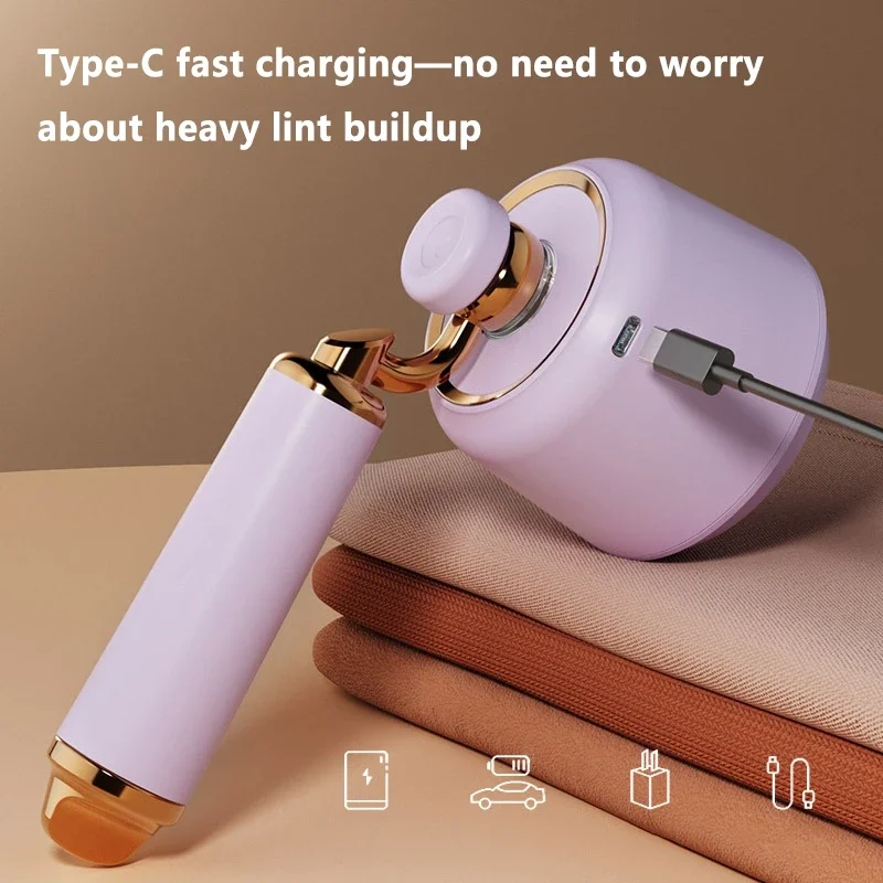 Portable 2 in 1 Lint Remover Fabric Shaver Retro Mini Rechargeable Handheld Fuzz Pellet Hairball Trimmer for Clothes Sweater