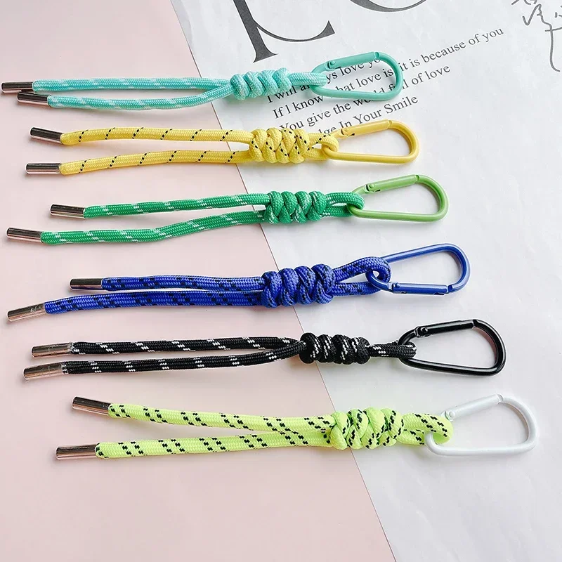 Nylon Handmade Rope Keychain Fashion Simple Phone Bag Charm DIY Colorful Women's Bag Pendant Gifts image 5