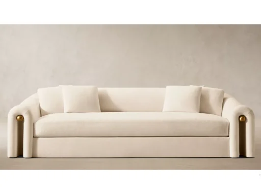 Sculptural Expression Functional Seating Generously Filled Down Feather Cushions Modern Upholstered Sofa Velvet Upholstered Sofa