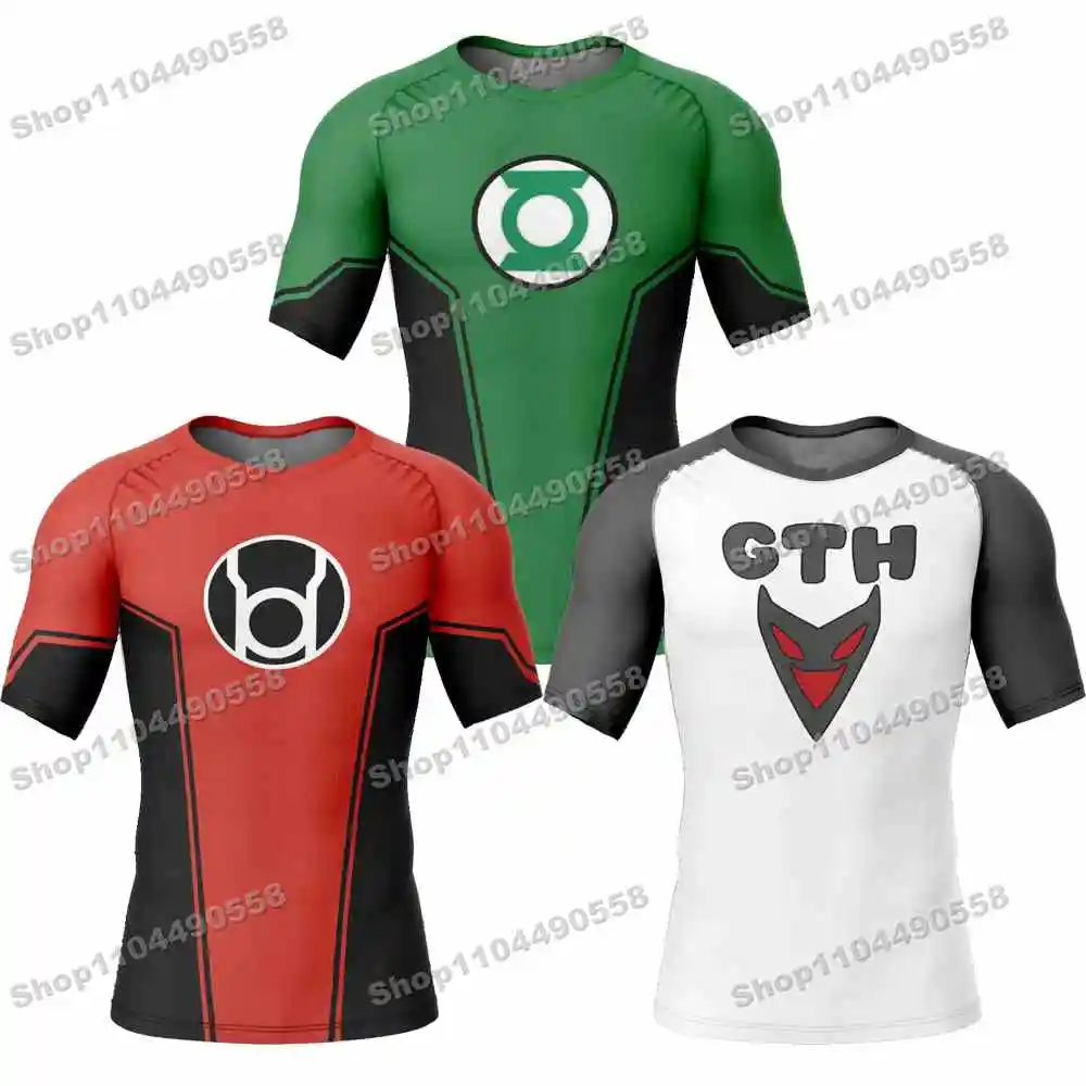 14th Newly Cartoon Anime Rash Guards Surfing Beach T-Shirts Swimwear Diving Gym Short sleeves MMA BJJ Men Jiu Jitsu Fitness Sets