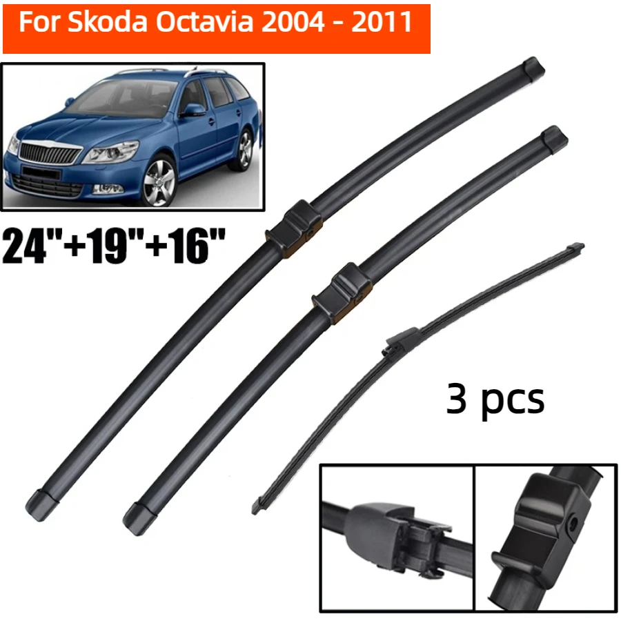 ZHANGU Wiper Front & Rear Wiper Blades For Skoda Octavia 2004 - 2011 Combi & Hatchback Windshield Windscreen Window 24