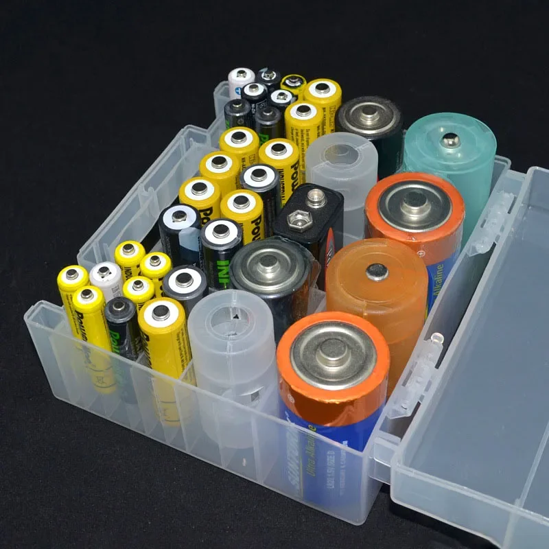 DIY Plastic Battery Holder Box Container for AA and AAA Battery Storage Boxes Case Cover for AA & AAA Battery Organizer Holder