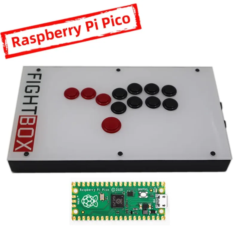 FightBox F1-F10 Raspberry PICO Zero Delay Joystick Game Controller with Multi Button Keyboard Combination  for PC/PS3/SWITCH