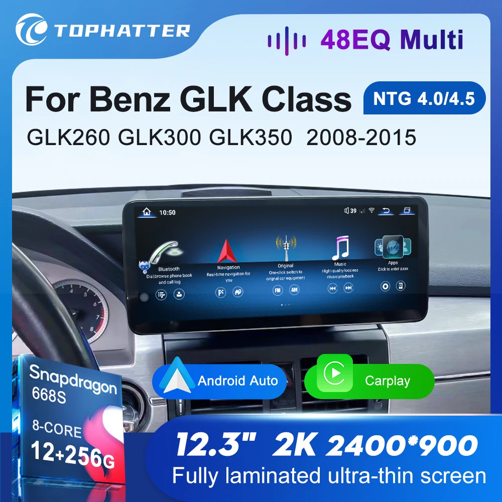 

12.3 2K автомобильное радио для Mercedes Benz GLK Class GLK260 GLK300 GLK350 2008-2015 CarPlay Android Auto мультимедийный проигрыватель 668S экран