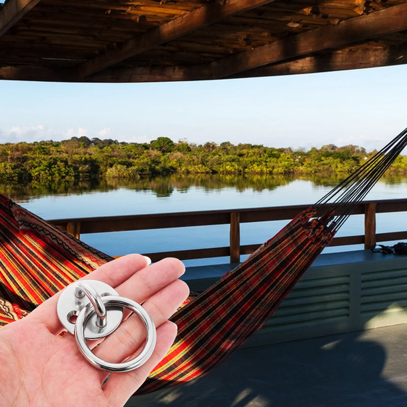 Heavy Duty Stainless Steel Ceiling Mount Round Door Latch for Hammocks Swings Suspension Trainer Straps Aerial Yoga Battle Rope