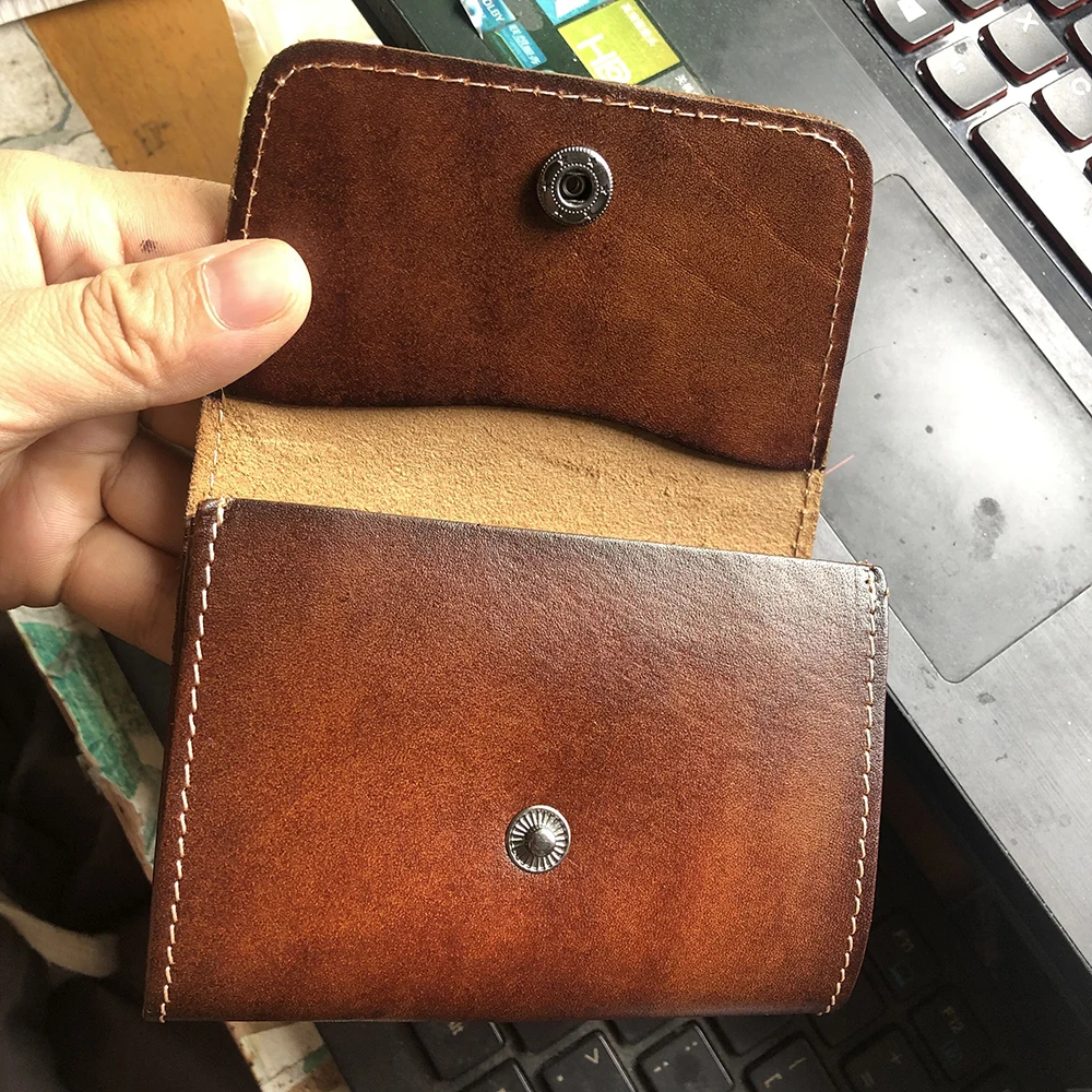 Hot Retro Mini Leather Credit Card Wallet for Credit Cards Genuine Leather Bifold Minimalist Wallet for Cards Women Cow Leather