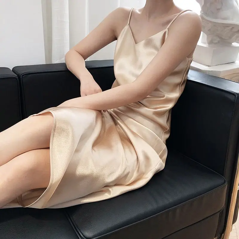 Houzhou weiß Satin Party kleid sexy ärmellose Frauen lässig Urlaub solide elegante schicke Kleid Club Outfit Sommer lange Kleider