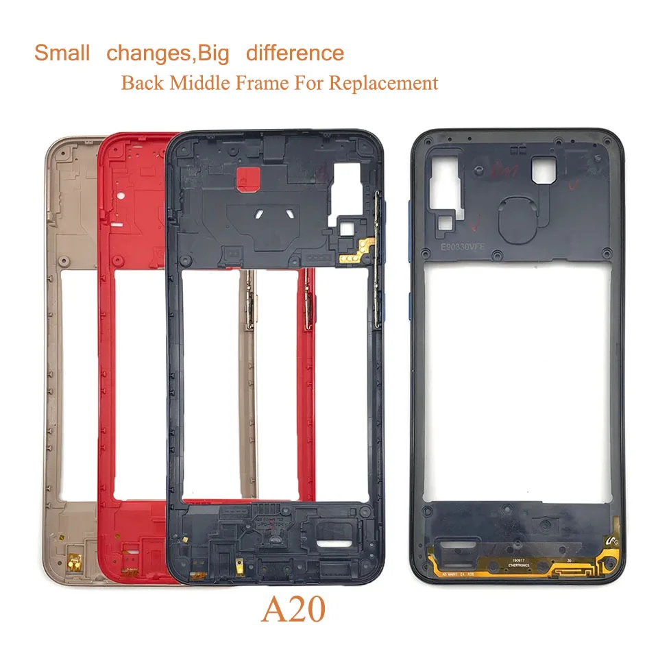 10Pcs/Lot For Samsung Galaxy A20 A30 A40 A50 Housing Middle Frame Bezel Middle Plate Cover With Side Key Replacement