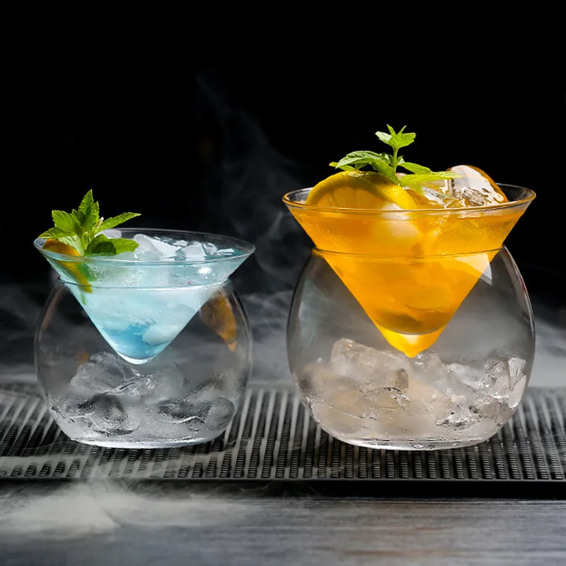 Martini Molecular Cocktail Cup Triangle With Base Beverage Glasses Creative Glass Ball Cup Party Drinking Ware Bar Accessories