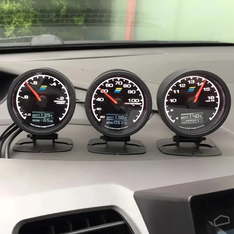 

60MM Universal Car Turbo Gauge | Adjustable Colorful Lights and Turbo Indicator Head-up Display, ABS Material, SDAO Brand, Without Battery