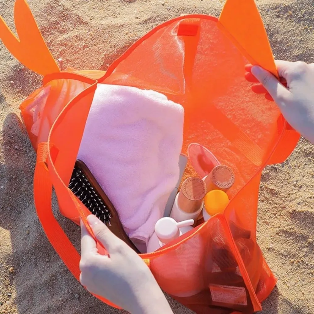 

New Cartoon Toy Storage Bag Mesh Foldable Travel Beach Bag Large Capacity Portable Swim Toiletry Bag