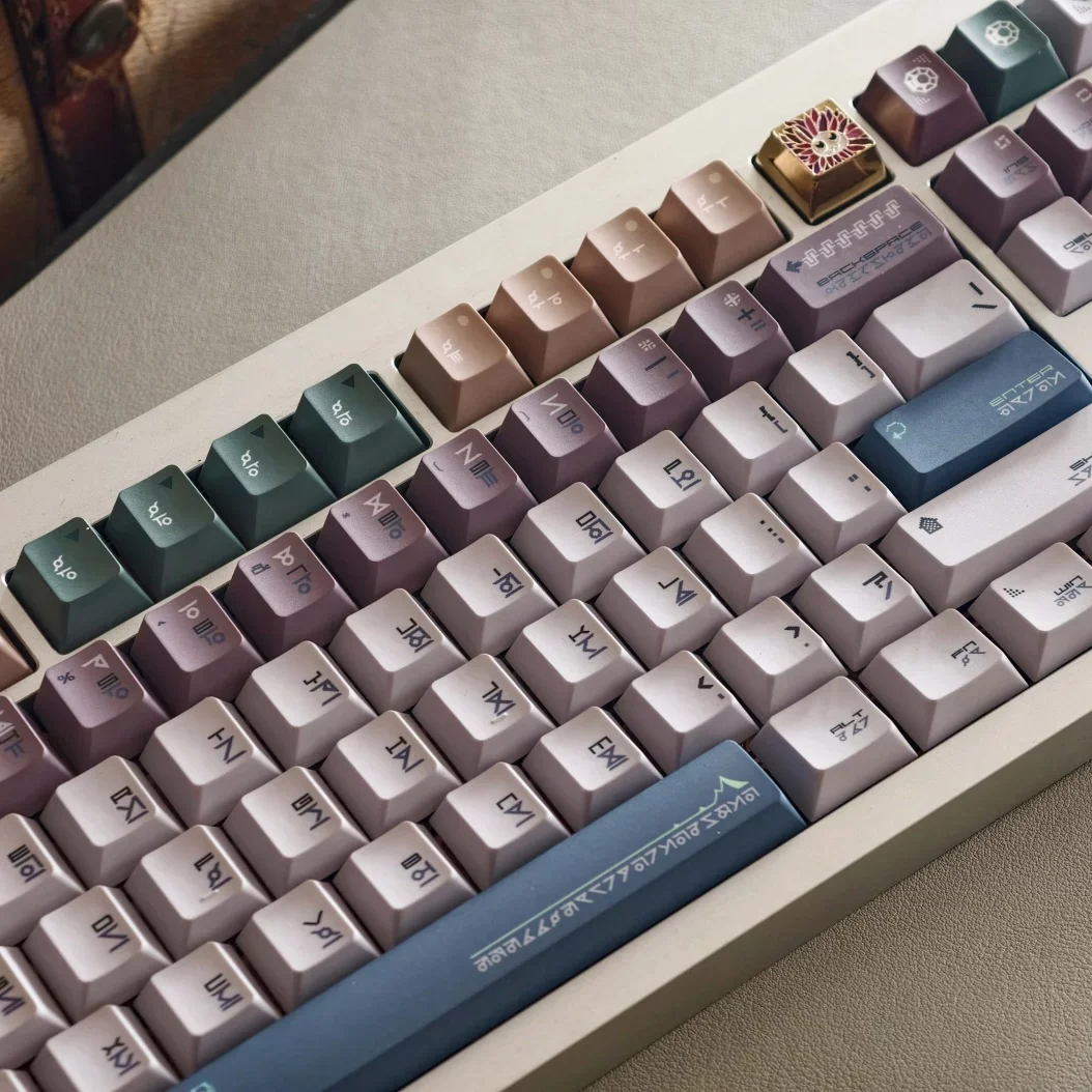 144 Keys/set Pixel Treasure Keycaps PBT Dye Subbed Tibetan Radical Key Caps Cherry Profile Lightproof Keycap For MX Switch