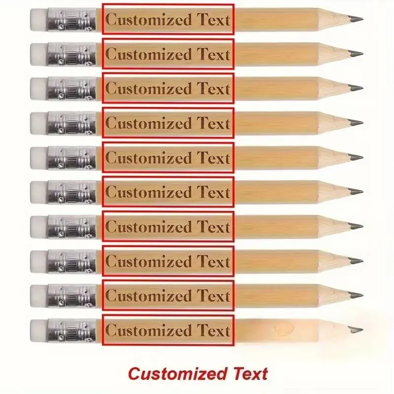 10/30/50/80/100 Personalized Laser-Engraved Shower Pencils - Natural Wood with Eraser, Custom Name and Date - Gender Reveal Party Gift, Baptism Souvenir, Bulk Shower Gifts, Elegant Wooden Pencils, High-Quality Wooden Construction