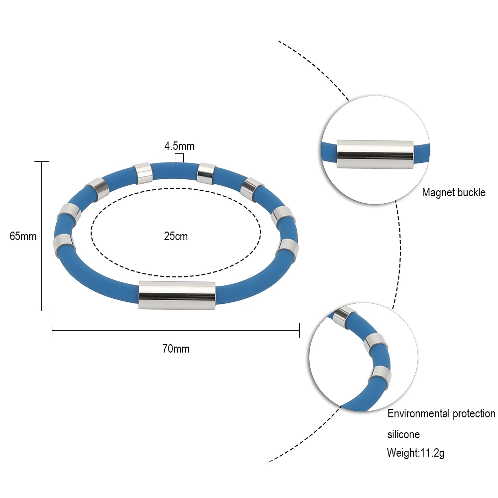 Travel Pulseras De Silicona Static Electricity Remove Magnetic Healthy Bracelet Germanium