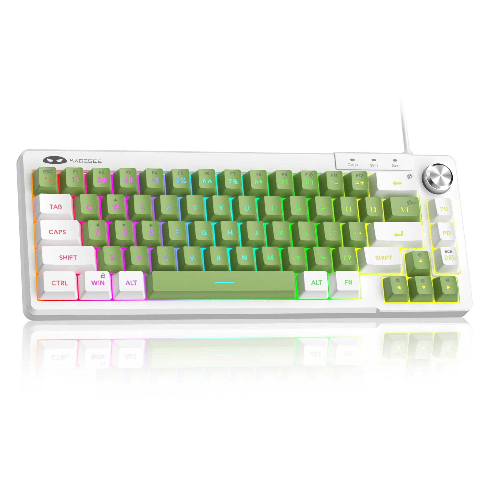 MageGee TS68 Mini 60% membraantoetsenbord, RGB-achtergrondverlichting, 66 toetsen OEM-profiel Ergonomisch ontwerp voor gaming/kantoor