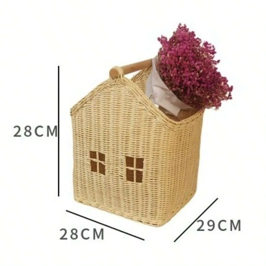 

Nordic Home Flower Basket Handmade Vine Weaving Desktop Organizer Creative House Photography Props 's Room Toy Storage