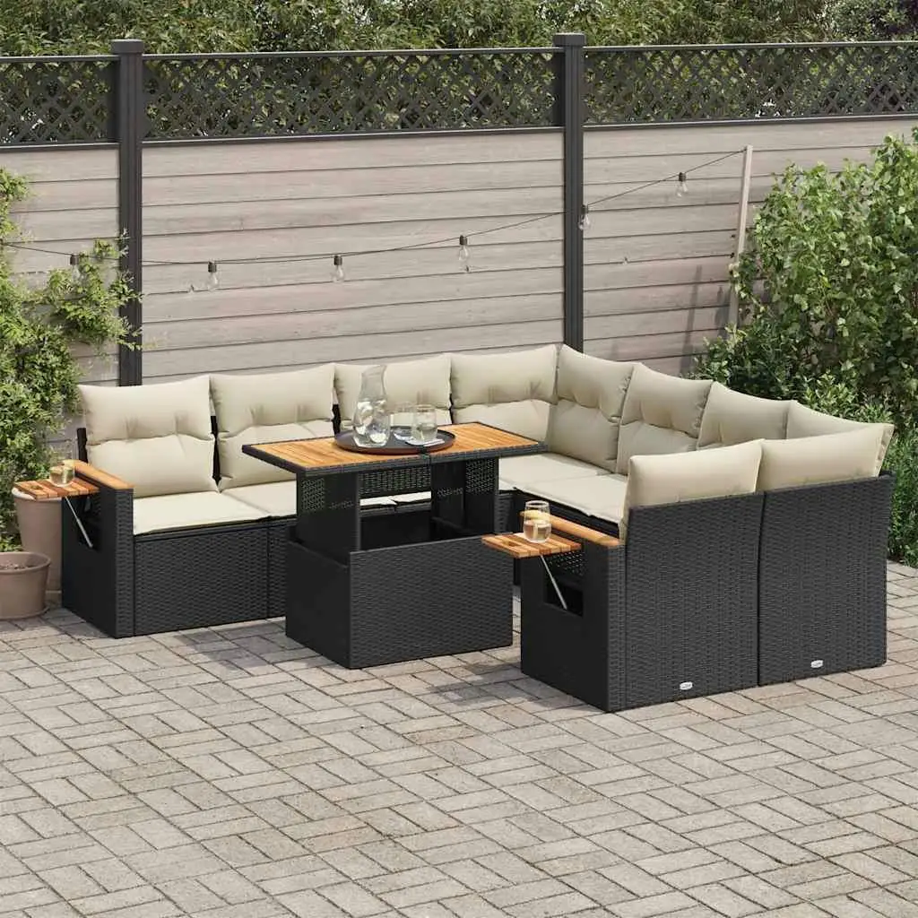 

Garden Sofa Set Black PE Rattan Large Adjustable Armrests Modern Outdoor Furniture Stylish Seating For Patio Garden Balcony