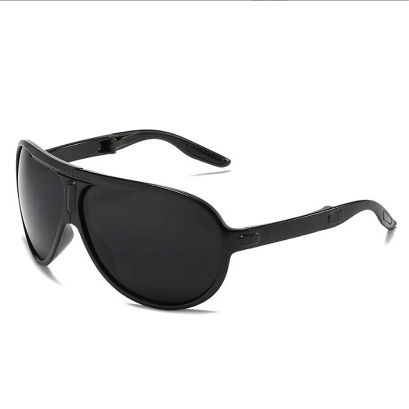 Bright black folding sunglasses for outdoor lightweight and portable storage driving glasses for both men and women