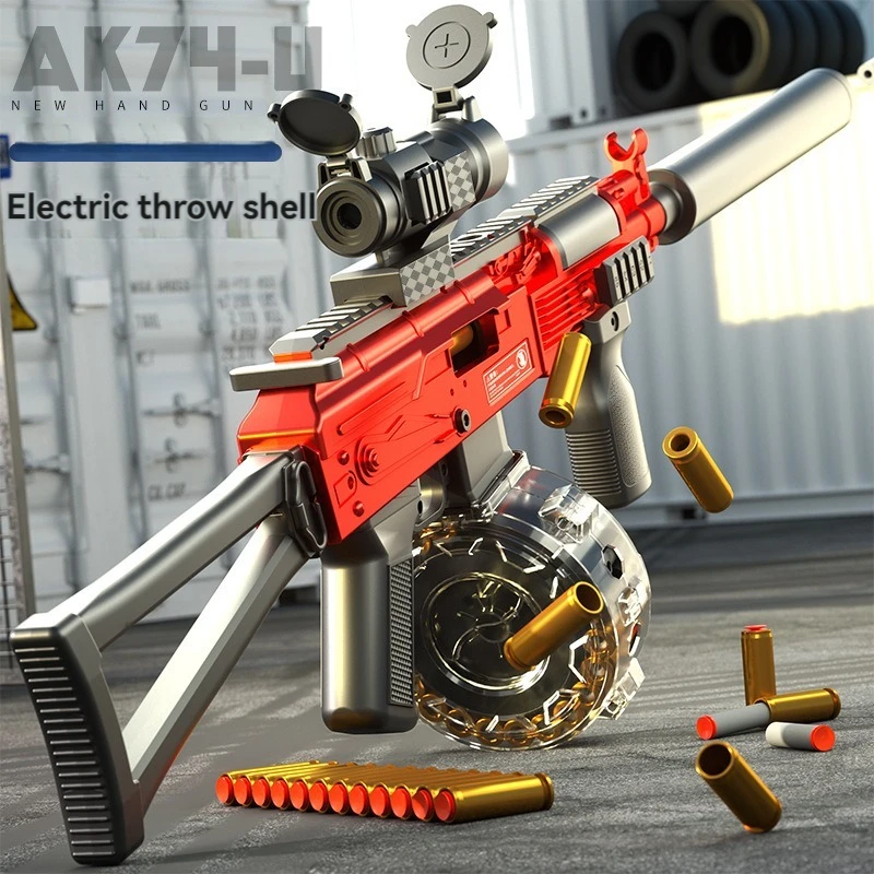 AK74U Rifle Toy Gun Electric Manual 2 Modes Soft Bullet Shell Throwing Airsoft Guns Weapons Machine Model Launcher Adults Child