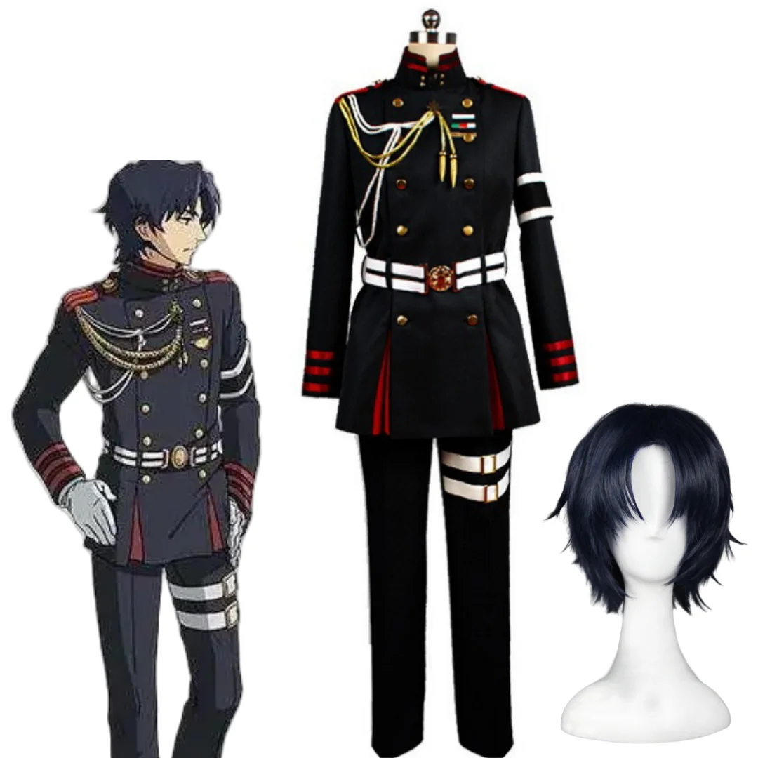 Disfraz de Seraph of The End Guren Ichinose, peluca, uniforme militar Hiiragi Shinya