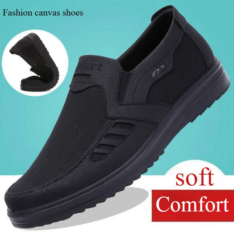 

High Quality Canvas Casual Shoes for Men Comfortable Soft Mans Walking Footwear Breathable Canvas Men's Flats Shoes Loafers 48