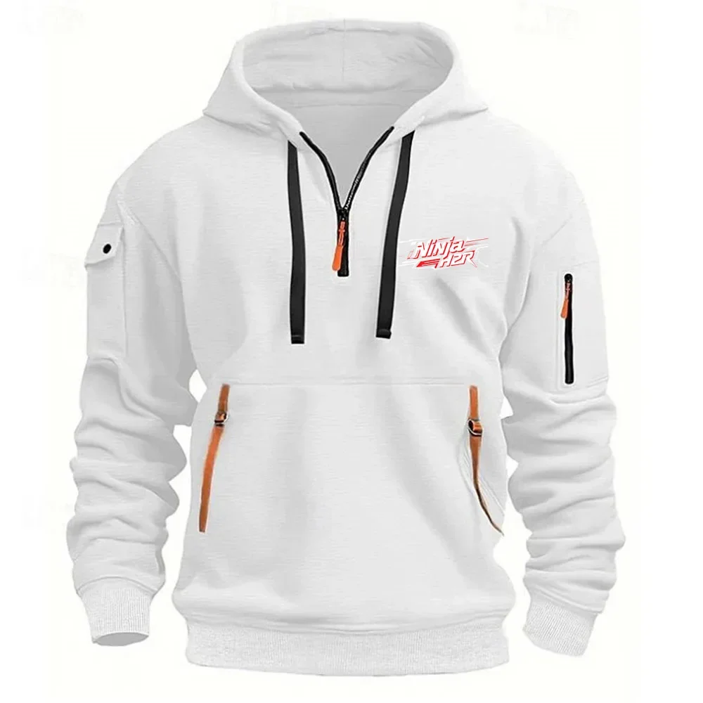 

Men's hooded sweatshirt, Kawasaki retro Harajuku casual sweatshirt, zipper long sleeved, casual loose jacket, street sweatshirt