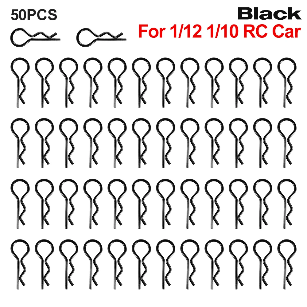 9IMOD 50pcs RC Body Clips 1/7 1/8 1/10 1/12 1/14 1/16 1/18 Metal R Buckles Car Truck Buggy Shell Pins RC Cars Parts