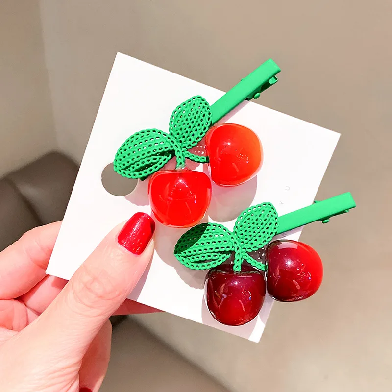 

Cute Cherry Fresh Girls Flyaway Bangs Clips Korean Minimalist Hair Accessories Duck Bill Hair Clamps