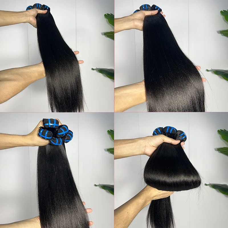 18A الصف الخام ضوء ياكي حزم مستقيمة غير المجهزة الفيتنامية 100% نسج على شكل شعر إنسان ملحقات اللون الطبيعي # 1B لحمة مزدوجة #4