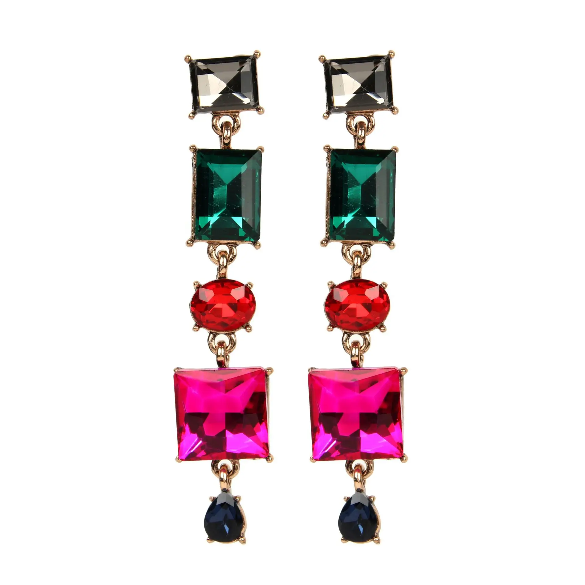 High-end simple big-name new models, temperament socialite geometric irregular super flash gem diamond-set versatile earrings