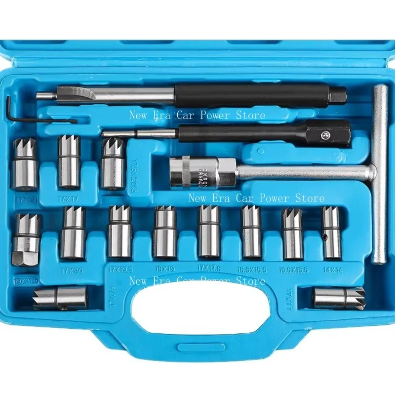 17PCS Fuel Injector Cleaning & Repair Tool Kit, Valve Seat Reamer Set for Car view 6