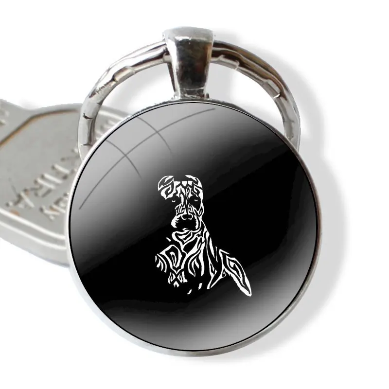 Pit Bull Lovely Dog Pitbull Glass Metal Pendant Key Chain Classic Men Women Key Ring Accessories Jewelry Gifts