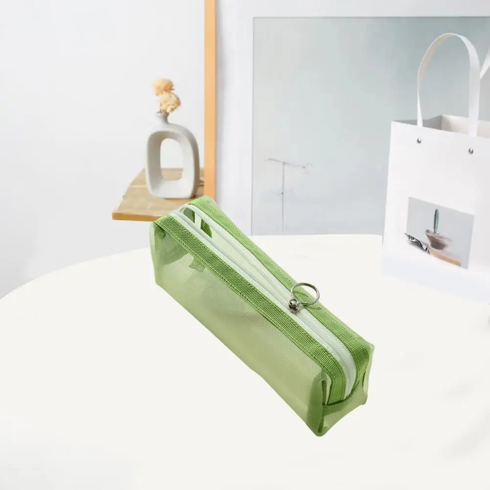 Estuche de lápices de gran capacidad, contenedor de papelería, bolsa de lápices espaciosa y duradera con cremallera, malla transparente para estudiantes