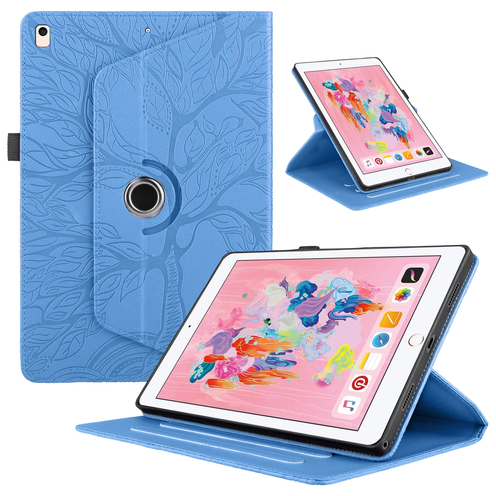 For Apple iPad Pro 10.5 / Air3 Tablet Case 10.5 inch Silicone Soft Shell Tree of Life Rotatable Style Leather Case