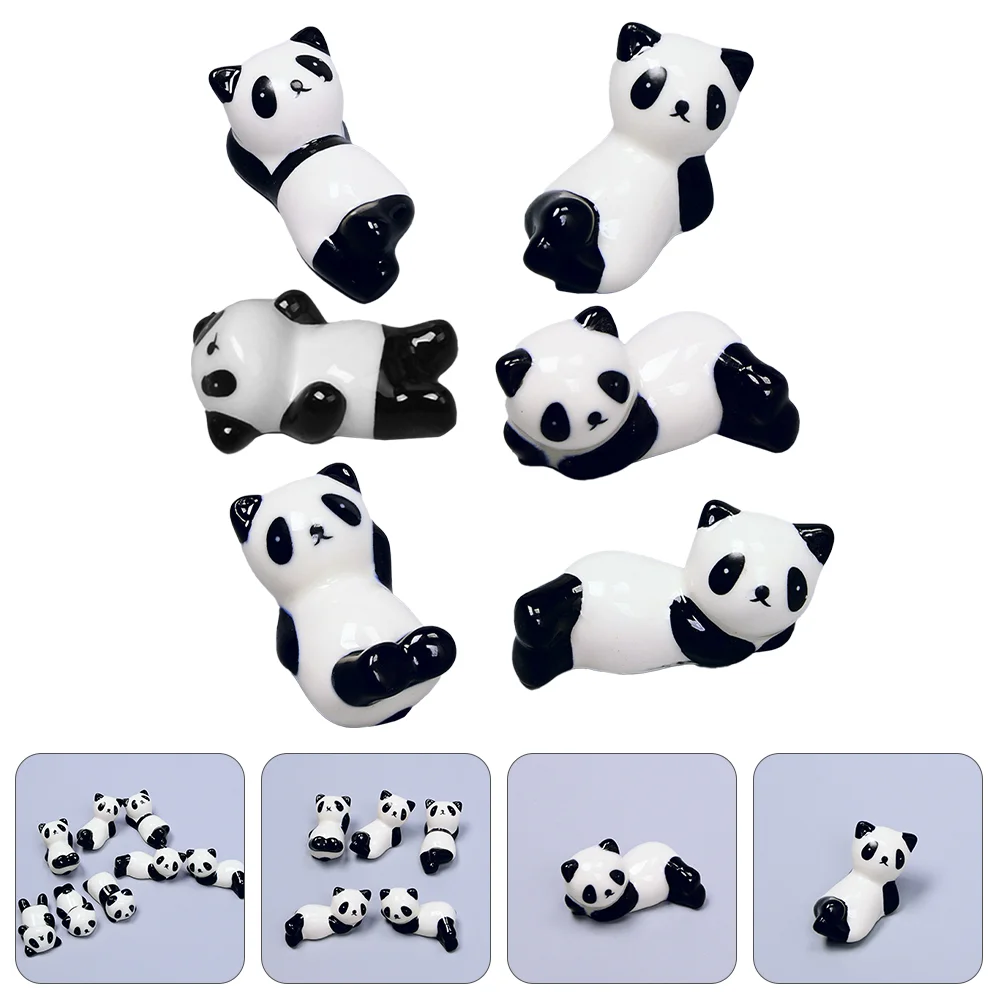 

6 Pcs Panda Chopstick Rest Ceramic Hold Stand Chopsticks Statue Creative Ceramics