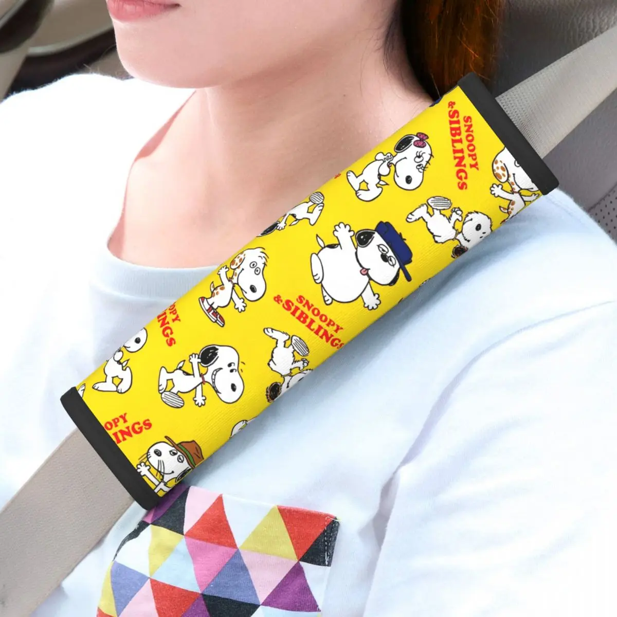 

Snoopy Car Seat Straps Shoulder Pads Super Soft Woodstock Seat Belt Covers for Car Truck