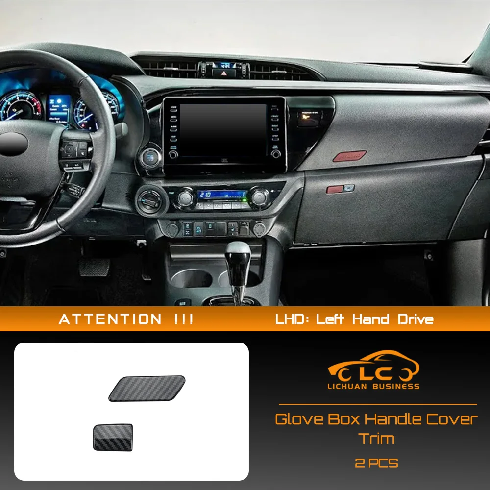 

2pcs Co-pilot Storage Box Handle Cover Trim ABS Carbon Fiber Color for Toyota Hilux Revo Rocco Conquest 2015-2020