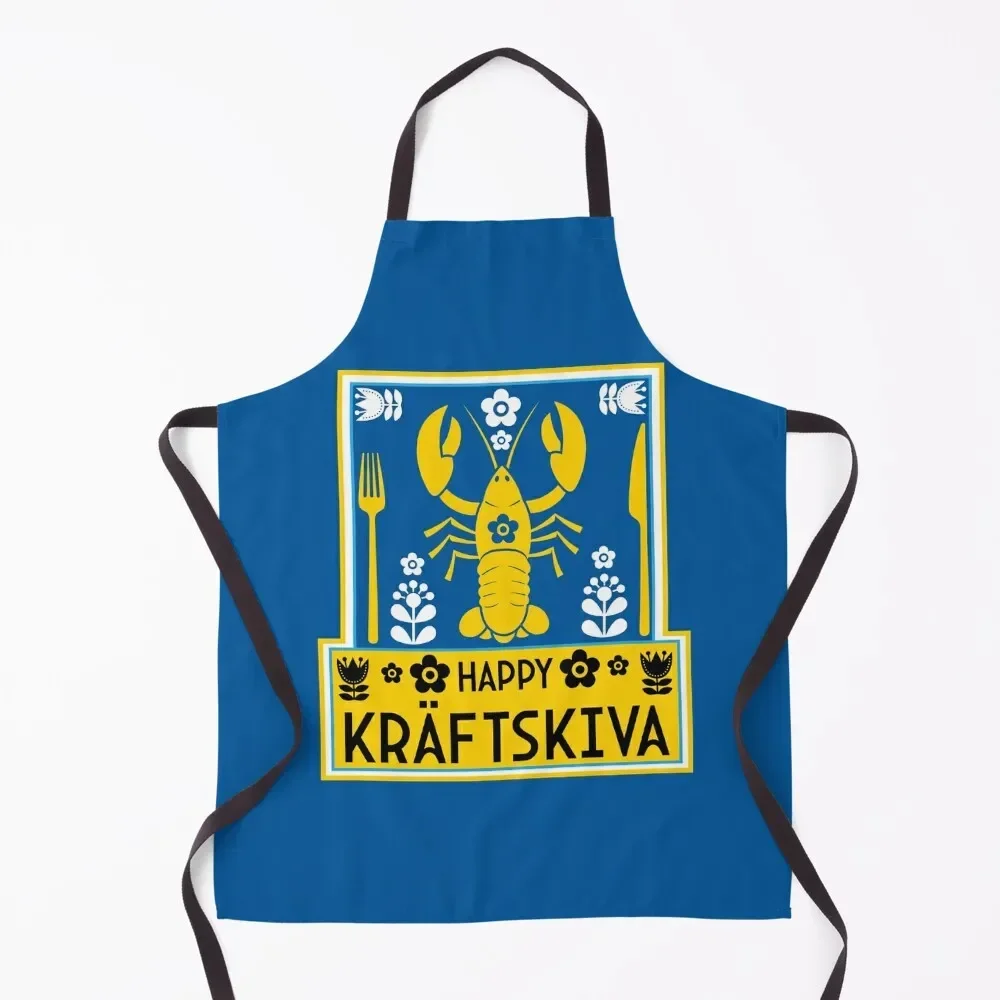 

Krftskiva - Swedish Crayfish Party Apron Barber Smock for hairdressing cookings for women Kitchen Utensils Apron