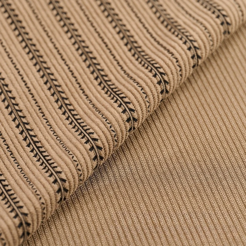 0,5/1/2m Kordstoff mit Weizenähren-Druck, Herbst-Winter, grober Samt, Streifenmuster, weich, elastisch, zum Nähen von Mänteln und Jacken – Detail 3