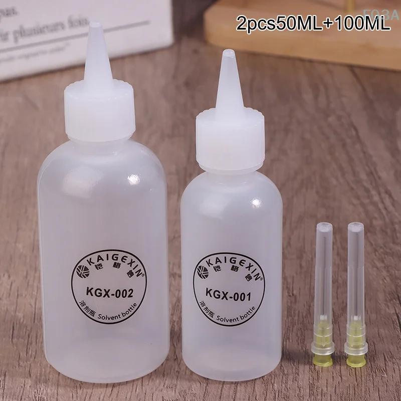 KGX-001 Solder Flux Paste Resin Tools Empty 50ML+100ML Liquid Plastic Alcohol Bottle Perfume Bottle With Needle Tip Repair