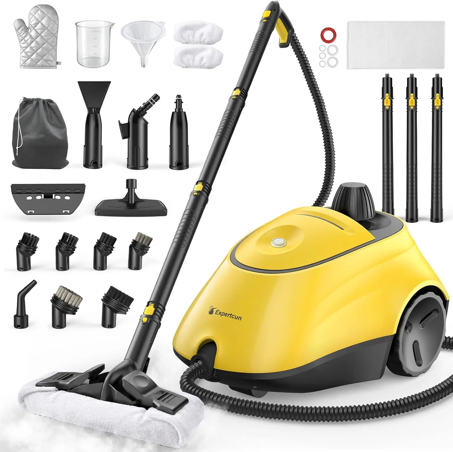 

1500W Steam Mop with 26 Accessories, 1.4L Tank for Floors, Tiles, Cars - Safe & Easy Use