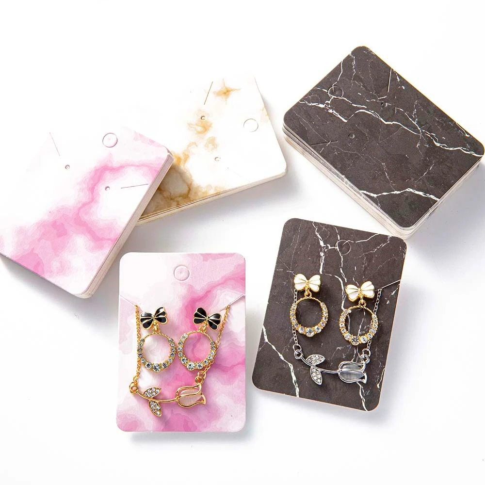 50pcs Marble Jewelry Display Card Holder Label For DIY Necklace Earring Small Business Selling Retail Orders Packaging Supplies