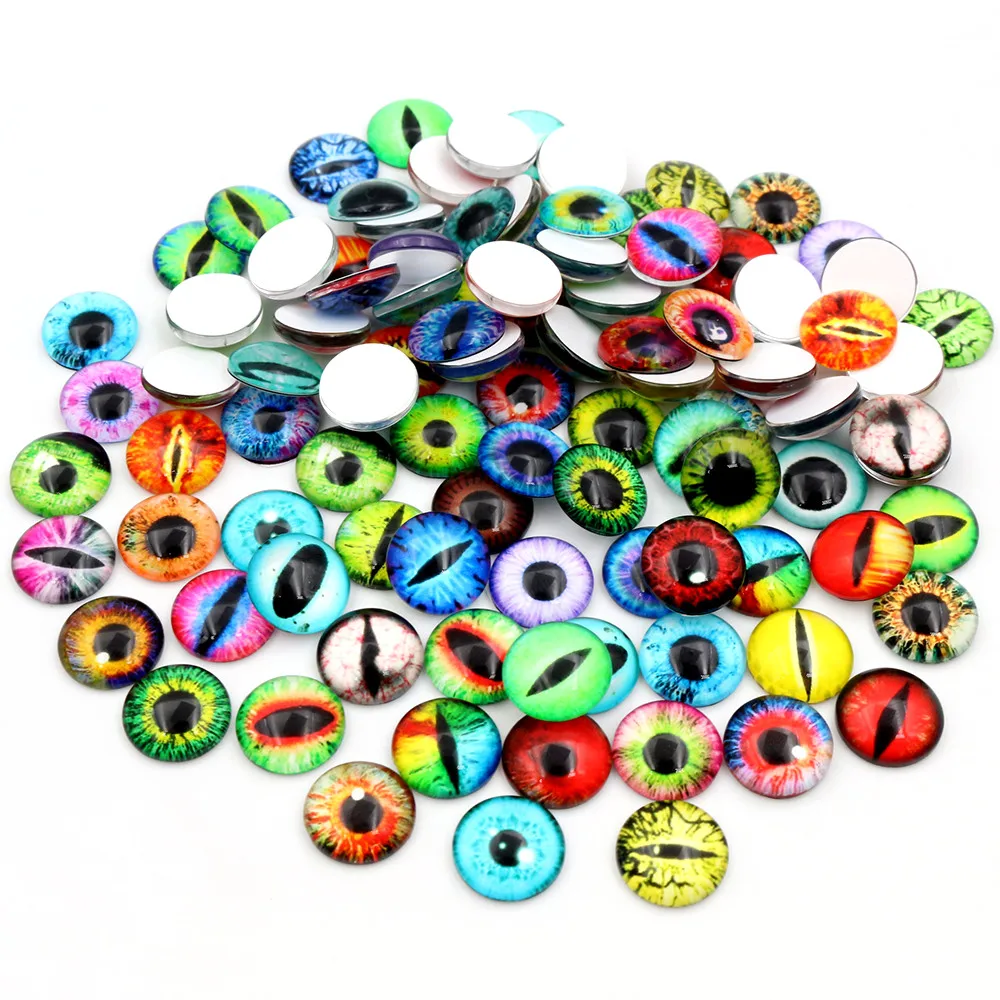 100pcs 50 pairs Dragon Eyes Cat Eye Toys Hot Sale 6mm 8mm 10mm 12mm Handmade Photo Glass Cabochons DIY Making Accessories