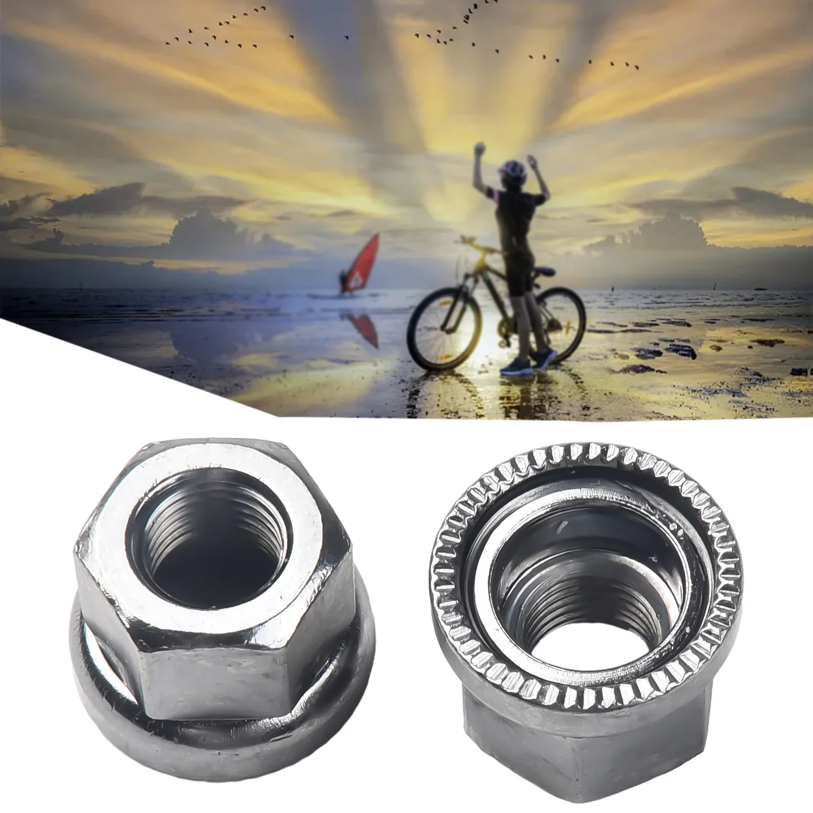 2PCS Stainless Steel Bike Cycling Wheel Axle Track Nuts M9/M10-Flower Drum Nut Rear Wheel Screw Steel Anti-skid Bicycle Parts