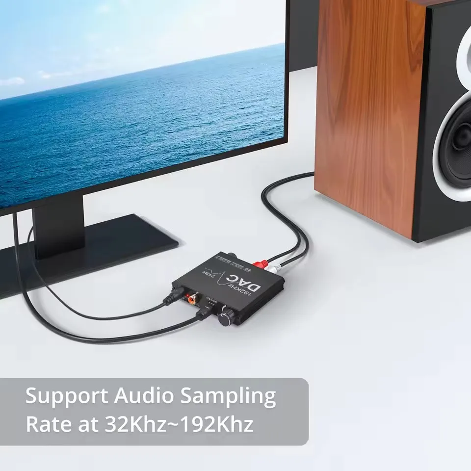 192Hz DACオーディオコンバーター 24bit デジタル-アナログコンバーター デジタルSPDIF光-アナログ L/R RCA 3.5mmジャックコンバーターアダプター