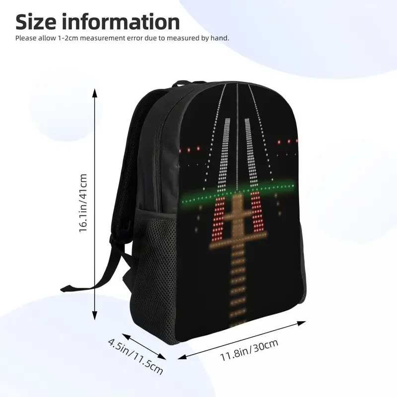 Mochilas personalizadas para hombre y mujer, morral informal con luces de pista de aeropuerto, para la Escuela Universitaria, con controlador de tráfico aéreo